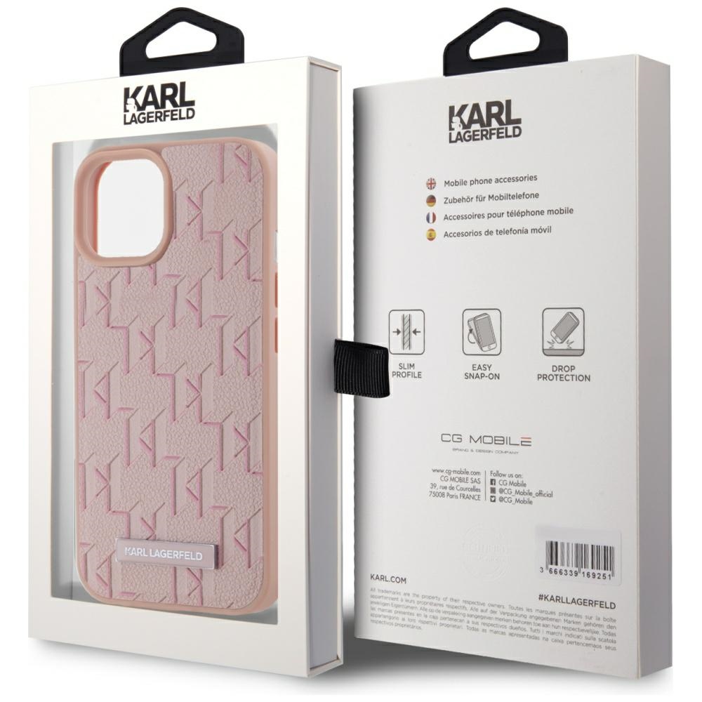 iTok webáruház - Karl Lagerfeld Karl Lagerfeld Leather Monogram Metal Logo MagSafe iPhone 15 tok (rózsaszín) 8 Karl Lagerfeld Leather Monogram Metal Logo MagSafe iPhone 15 Case (rózsaszín)