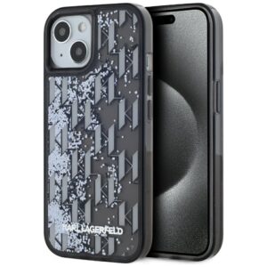 Karl Lagerfeld Liquide Glitter Monogram Gradient iPhone 15 tok (fekete)