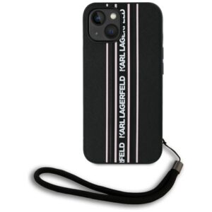 Karl Lagerfeld Saffiano Athleisure Stripes Cord tok iPhone 15 készülékhez (rózsaszín)
