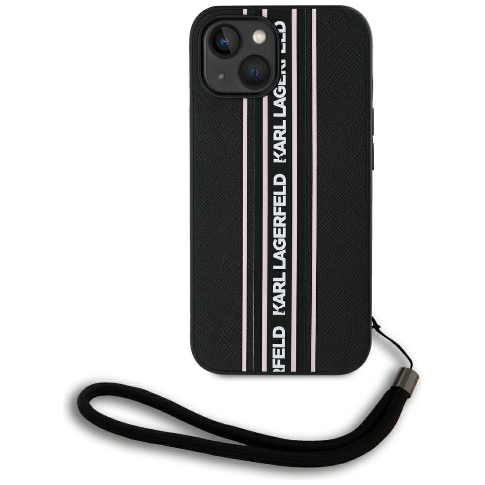 iTok webáruház - Karl Lagerfeld Karl Lagerfeld Saffiano Athleisure Stripes Cord tok iPhone 15 készülékhez (rózsaszín) 1 Karl Lagerfeld Saffiano Athleisure Stripes Cord iPhone 15 Case (rózsaszín)