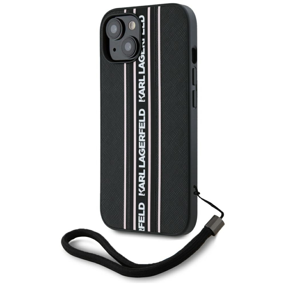 iTok webáruház - Karl Lagerfeld Karl Lagerfeld Saffiano Athleisure Stripes Cord tok iPhone 15 készülékhez (rózsaszín) 2 Karl Lagerfeld Saffiano Athleisure Stripes Cord iPhone 15 Case (rózsaszín)