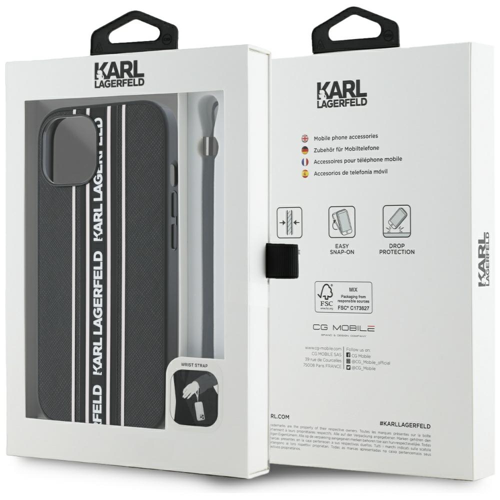 iTok webáruház - Karl Lagerfeld Karl Lagerfeld Saffiano Athleisure Stripes Cord tok iPhone 15 készülékhez (rózsaszín) 7 Karl Lagerfeld Saffiano Athleisure Stripes Cord iPhone 15 Case (rózsaszín)
