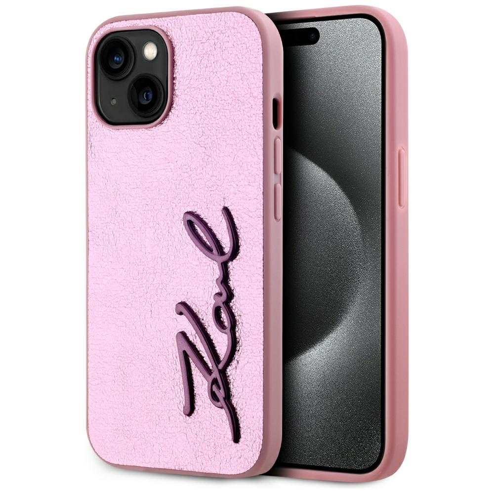 iTok webáruház - Karl Lagerfeld Karl Lagerfeld Wrinkled Metal Signature tok iPhone 15 készülékhez (rózsaszín) 1 Karl Lagerfeld Wrinkled Metal Signature iPhone 15 Case (rózsaszín)