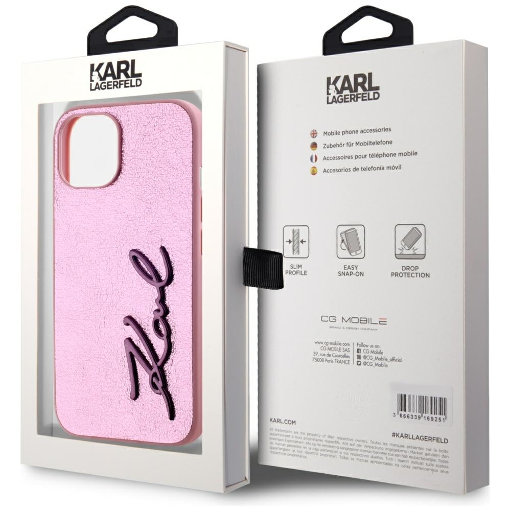 iTok webáruház - Karl Lagerfeld Karl Lagerfeld Wrinkled Metal Signature tok iPhone 15 készülékhez (rózsaszín) 8 Karl Lagerfeld Wrinkled Metal Signature iPhone 15 Case (rózsaszín)