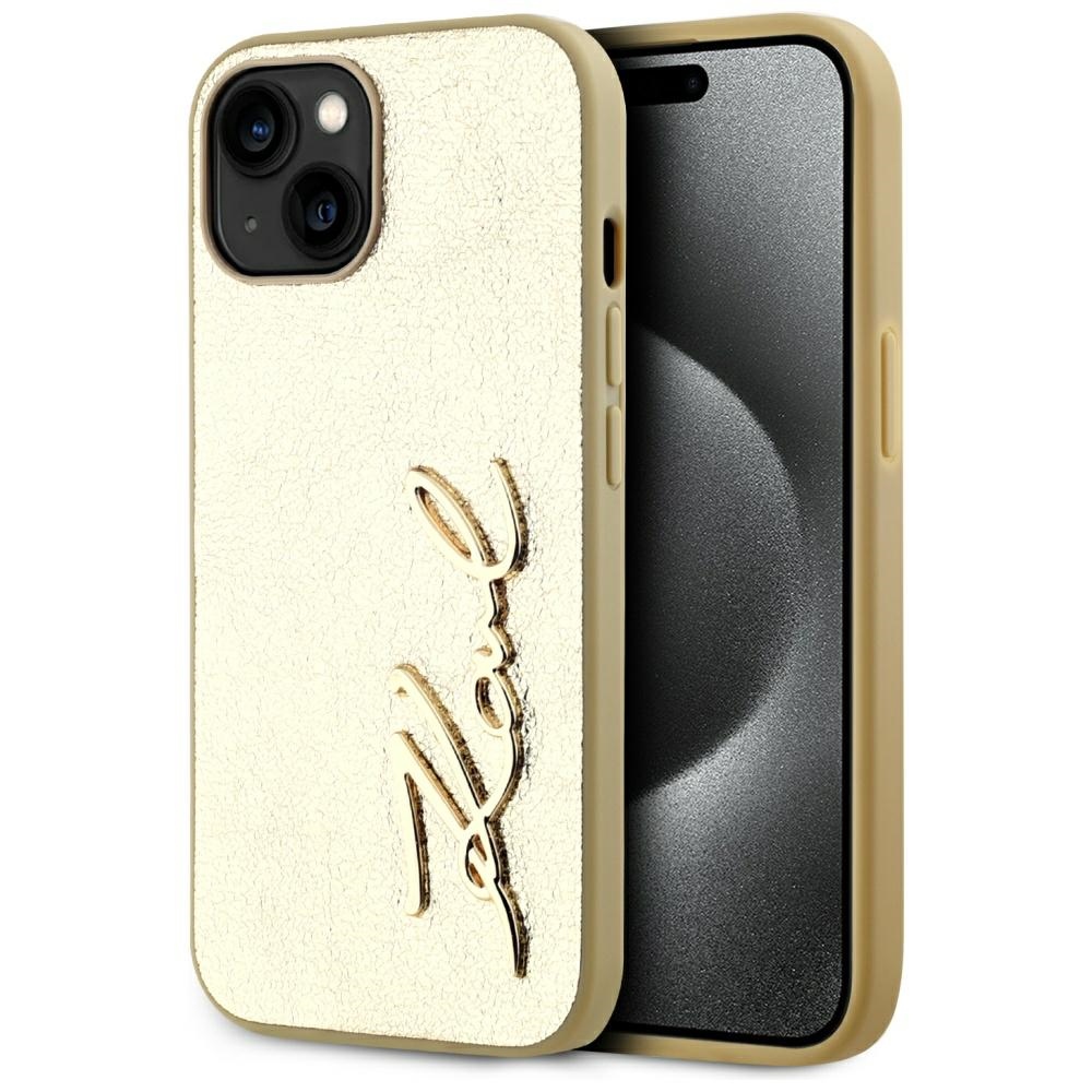iTok webáruház - Karl Lagerfeld Karl Lagerfeld Wrinkled Metal Signature tok iPhone 15 készülékhez (arany) 1 Karl Lagerfeld Wrinkled Metal Signature iPhone 15 Case (arany)