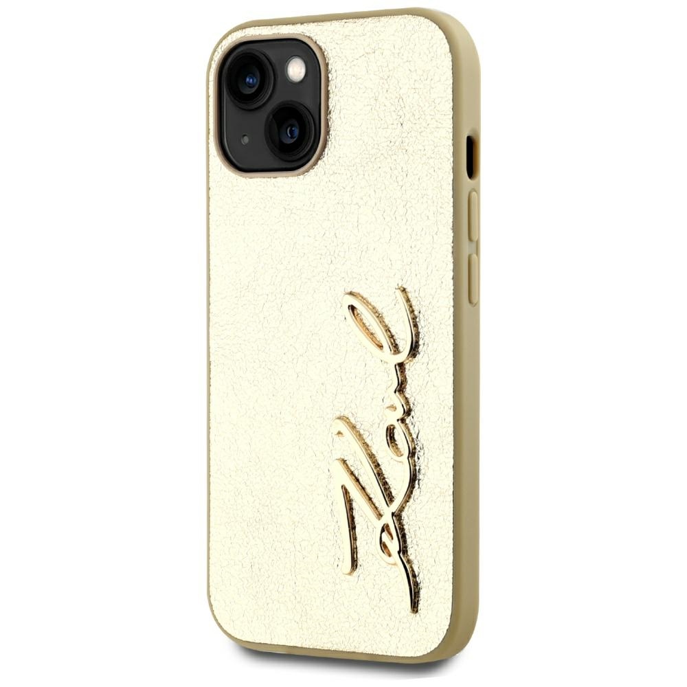 iTok webáruház - Karl Lagerfeld Karl Lagerfeld Wrinkled Metal Signature tok iPhone 15 készülékhez (arany) 2 Karl Lagerfeld Wrinkled Metal Signature iPhone 15 Case (arany)