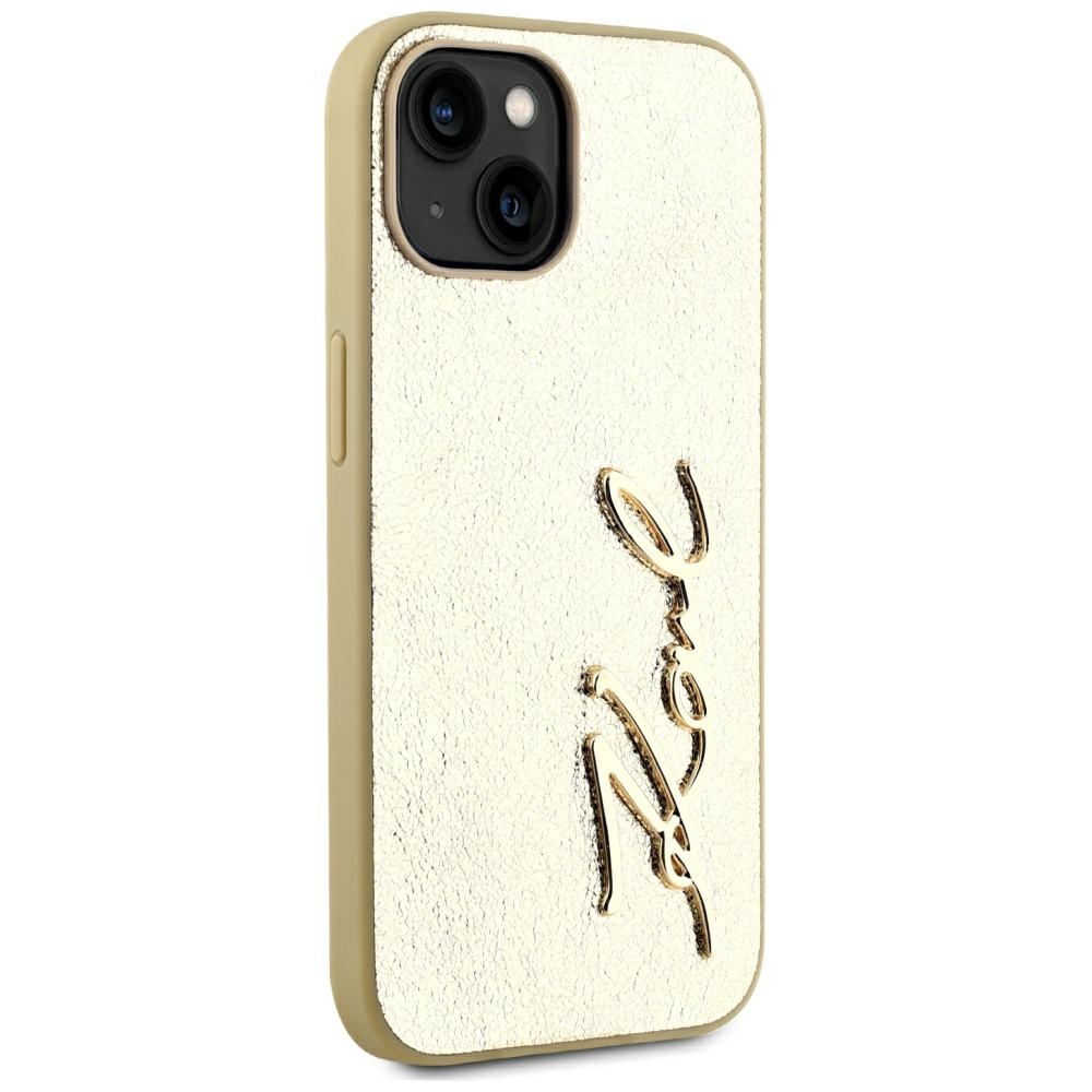 iTok webáruház - Karl Lagerfeld Karl Lagerfeld Wrinkled Metal Signature tok iPhone 15 készülékhez (arany) 4 Karl Lagerfeld Wrinkled Metal Signature iPhone 15 Case (arany)