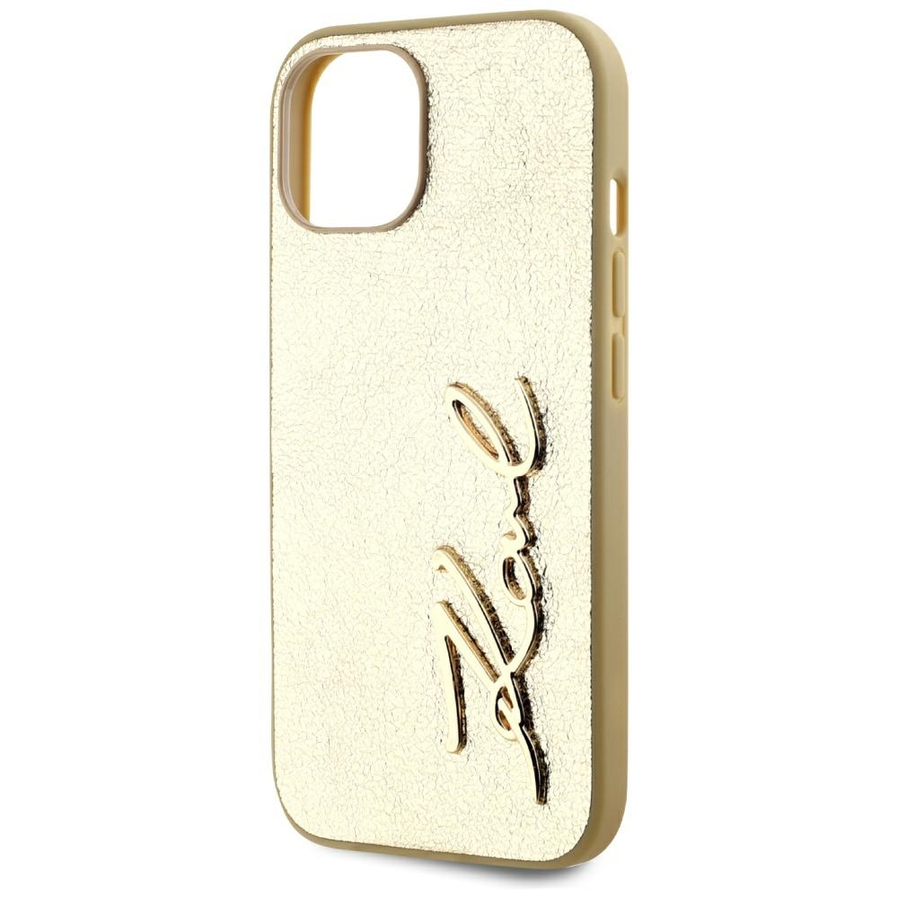 iTok webáruház - Karl Lagerfeld Karl Lagerfeld Wrinkled Metal Signature tok iPhone 15 készülékhez (arany) 6 Karl Lagerfeld Wrinkled Metal Signature iPhone 15 Case (arany)