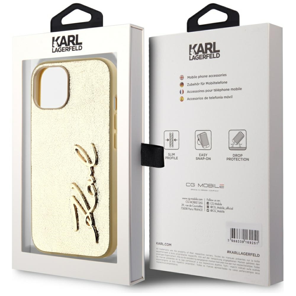 iTok webáruház - Karl Lagerfeld Karl Lagerfeld Wrinkled Metal Signature tok iPhone 15 készülékhez (arany) 8 Karl Lagerfeld Wrinkled Metal Signature iPhone 15 Case (arany)