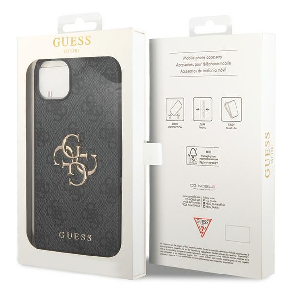 iTok webáruház - Guess Guess 4G Big Metal Logo tok iPhone 15-höz (szürke) 8 Guess 4G Big Metal Logo iPhone 15 Case (szürke)