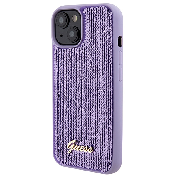 iTok webáruház - Guess Guess Sequin Script Metal tok iPhone 15-höz (lila) 2 Guess Sequin Script Metal case for iPhone 15 (lila)