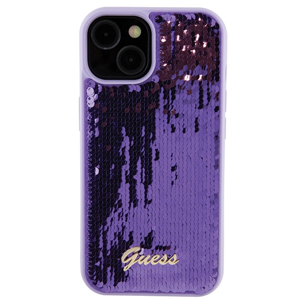 iTok webáruház - Guess Guess Sequin Script Metal tok iPhone 15-höz (lila) 3 Guess Sequin Script Metal case for iPhone 15 (lila)