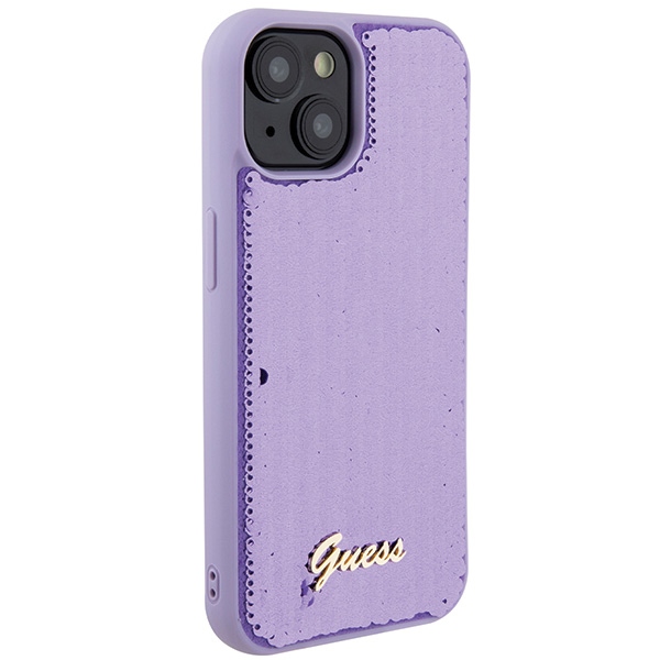iTok webáruház - Guess Guess Sequin Script Metal tok iPhone 15-höz (lila) 4 Guess Sequin Script Metal case for iPhone 15 (lila)