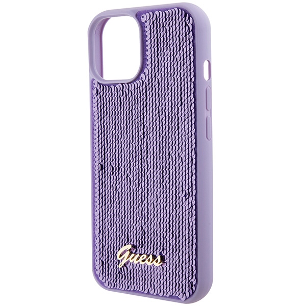 iTok webáruház - Guess Guess Sequin Script Metal tok iPhone 15-höz (lila) 7 Guess Sequin Script Metal case for iPhone 15 (lila)