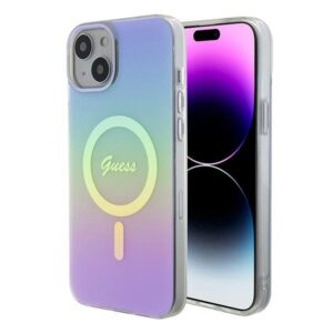 Guess GUHMP15SHITSU iPhone 15 6,1″ lila kemény tok IML Iridescent MagSafe