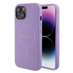 Guess GUHMP15SPSAHMCU iPhone 15 6.1″ lila keménytok – Saffiano MagSafe