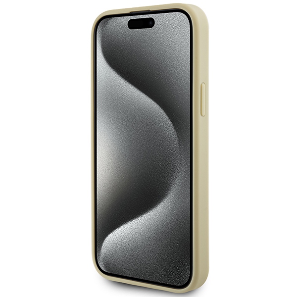 iTok webáruház - Guess Guess Leather 4G Metal Logo Strass tok iPhone 15-höz (arany) 5 Guess Leather 4G Metal Logo Strass case for iPhone 15 (arany)