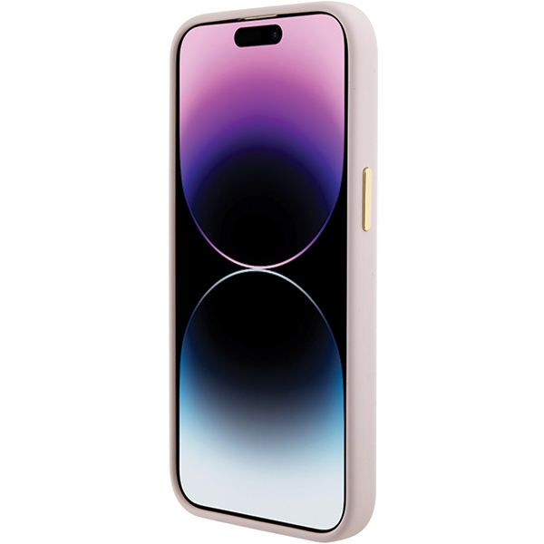 iTok webáruház - Guess Guess Silicone Script Metal Logo & Frame tok iPhone 15-höz (rózsaszín) 5 Guess Silicone Script Metal Logo & Frame case for iPhone 15 (rózsaszín)