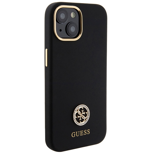 iTok webáruház - Guess Guess Silicone Logo Strass 4G tok iPhone 15 készülékhez (fekete) 4 Guess Silicone Logo Strass 4G Case for iPhone 15 (fekete)