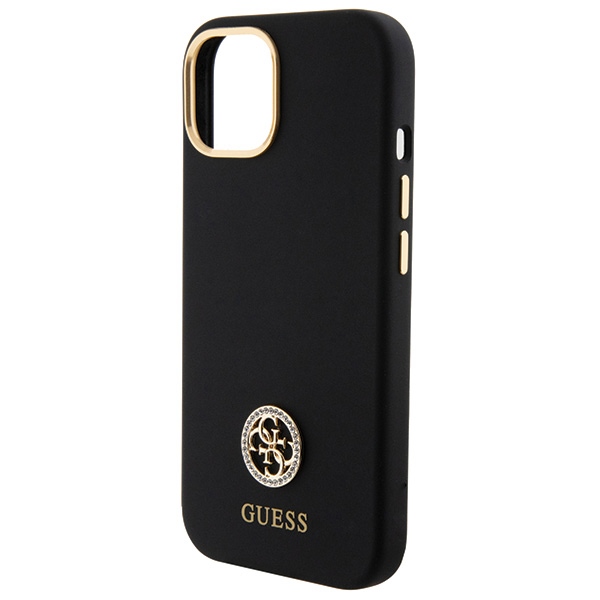 iTok webáruház - Guess Guess Silicone Logo Strass 4G tok iPhone 15 készülékhez (fekete) 6 Guess Silicone Logo Strass 4G Case for iPhone 15 (fekete)