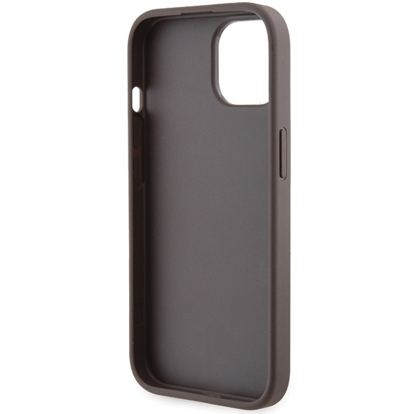 iTok webáruház - Guess Guess Grip Stand 4G Triangle Strass tok iPhone 15 készülékhez (barna) 7 Guess Grip Stand 4G Triangle Strass case for iPhone 15 (barna)