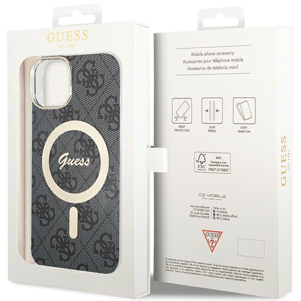iTok webáruház - Guess Guess IML 4G MagSafe tok iPhone 15-höz (fekete) 7 Guess IML 4G MagSafe case for iPhone 15 (fekete)