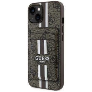 Guess 4G Stripes MagSafe pénztárcás tok iPhone 15-höz (barna)