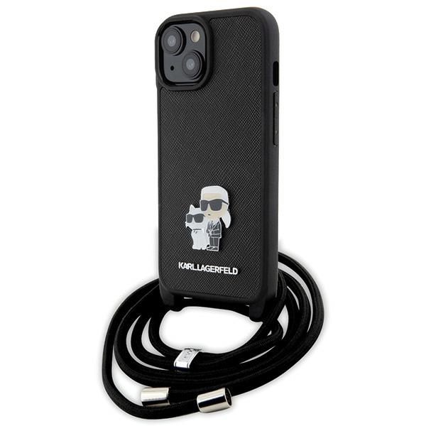 iTok webáruház - Karl Lagerfeld Karl Lagerfeld Crossbody Saffiano Metal Pin Karl & Choupette tok iPhone 15 Plus készülékhez (fekete) 1 Karl Lagerfeld Crossbody Saffiano Metal Pin Karl & Choupette case for iPhone 15 Plus (fekete)