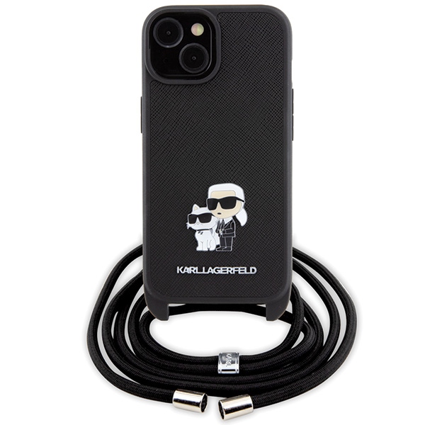 iTok webáruház - Karl Lagerfeld Karl Lagerfeld Crossbody Saffiano Metal Pin Karl & Choupette tok iPhone 15 Plus készülékhez (fekete) 2 Karl Lagerfeld Crossbody Saffiano Metal Pin Karl & Choupette case for iPhone 15 Plus (fekete)