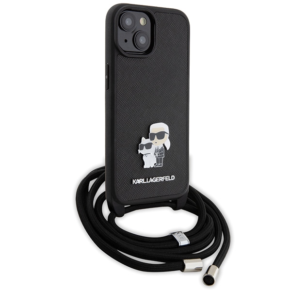 iTok webáruház - Karl Lagerfeld Karl Lagerfeld Crossbody Saffiano Metal Pin Karl & Choupette tok iPhone 15 Plus készülékhez (fekete) 3 Karl Lagerfeld Crossbody Saffiano Metal Pin Karl & Choupette case for iPhone 15 Plus (fekete)