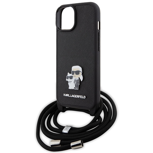 iTok webáruház - Karl Lagerfeld Karl Lagerfeld Crossbody Saffiano Metal Pin Karl & Choupette tok iPhone 15 Plus készülékhez (fekete) 5 Karl Lagerfeld Crossbody Saffiano Metal Pin Karl & Choupette case for iPhone 15 Plus (fekete)