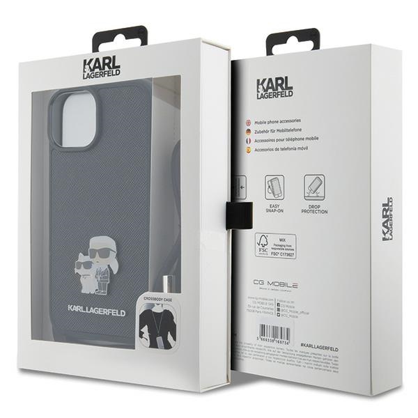 iTok webáruház - Karl Lagerfeld Karl Lagerfeld Crossbody Saffiano Metal Pin Karl & Choupette tok iPhone 15 Plus készülékhez (fekete) 7 Karl Lagerfeld Crossbody Saffiano Metal Pin Karl & Choupette case for iPhone 15 Plus (fekete)