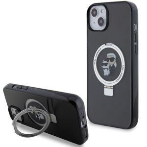 Karl Lagerfeld KLHMP15MHMRSKCK Ring Stand Karl&Choupette MagSafe tok iPhone 15 Plus készülékhez – fekete