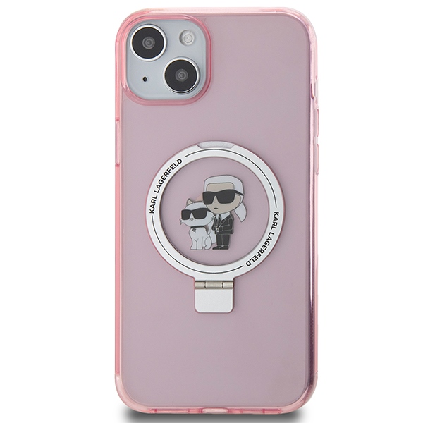 iTok webáruház - Karl Lagerfeld Karl Lagerfeld Ring Stand Karl&Choupette MagSafe tok iPhone 15 Plus készülékhez (rózsaszín) 3 Karl Lagerfeld Ring Stand Karl&Choupette MagSafe case for iPhone 15 Plus (rózsaszín)