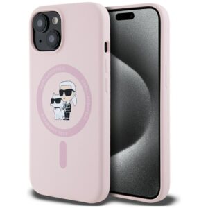 Karl Lagerfeld Silicone Karl&Choupette MagSafe iPhone 15 Plus tok (rózsaszín)