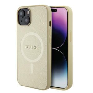 Guess GUHMP15MPSAHMCB iPhone 15 Plus 6,7 hüvelykes arany keménytok – Saffiano MagSafe
