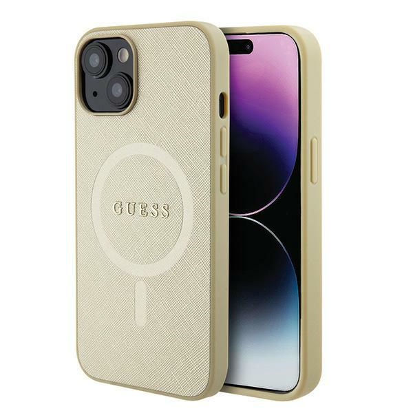 iTok webáruház - Guess Guess GUHMP15MPSAHMCB iPhone 15 Plus 6,7 hüvelykes arany keménytok – Saffiano MagSafe 1 Guess GUHMP15MPSAHMCB iPhone 15 Plus 6.7" gold/gold hardcase Saffiano MagSafe