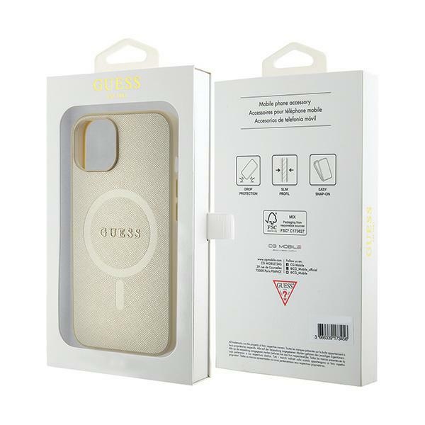 iTok webáruház - Guess Guess GUHMP15MPSAHMCB iPhone 15 Plus 6,7 hüvelykes arany keménytok – Saffiano MagSafe 8 Guess GUHMP15MPSAHMCB iPhone 15 Plus 6.7" gold/gold hardcase Saffiano MagSafe
