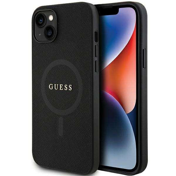 iTok webáruház - Guess Guess GUHMP15MPSAHMCK Saffiano MagSafe tok iPhone 15 Plus készülékhez, fekete 1 Guess GUHMP15MPSAHMCK iPhone 15 Plus 6.7" black/black hardcase Saffiano MagSafe