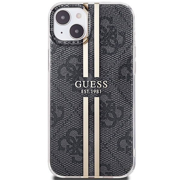 iTok webáruház - Guess Guess IML 4G Gold Stripe tok iPhone 15 Plus / 14 Plus (fekete) 3 Guess IML 4G Gold Stripe case for iPhone 15 Plus / 14 Plus (fekete)