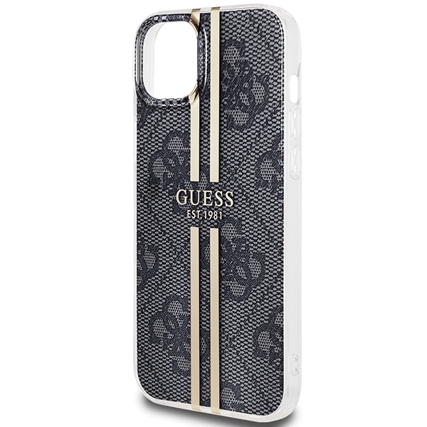 iTok webáruház - Guess Guess IML 4G Gold Stripe tok iPhone 15 Plus / 14 Plus (fekete) 6 Guess IML 4G Gold Stripe case for iPhone 15 Plus / 14 Plus (fekete)