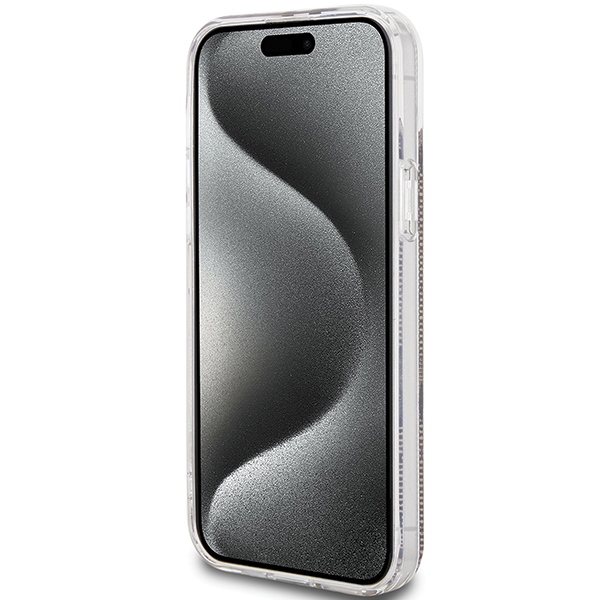 iTok webáruház - Guess Guess IML 4G Gold Stripe tok iPhone 15 Plus / 14 Plus készülékhez (barna) 5 Guess IML 4G Gold Stripe case for iPhone 15 Plus / 14 Plus (barna)