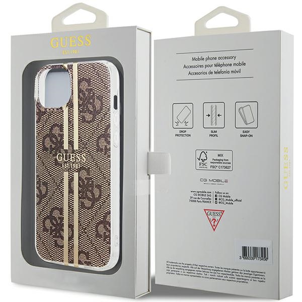 iTok webáruház - Guess Guess IML 4G Gold Stripe tok iPhone 15 Plus / 14 Plus készülékhez (barna) 8 Guess IML 4G Gold Stripe case for iPhone 15 Plus / 14 Plus (barna)