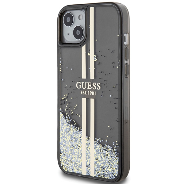 iTok webáruház - Guess Guess Liquid Glitter Gold Stripes tok iPhone 15 Plus / 14 Plus (fekete) 2 Guess Liquid Glitter Gold Stripes case for iPhone 15 Plus / 14 Plus (fekete)