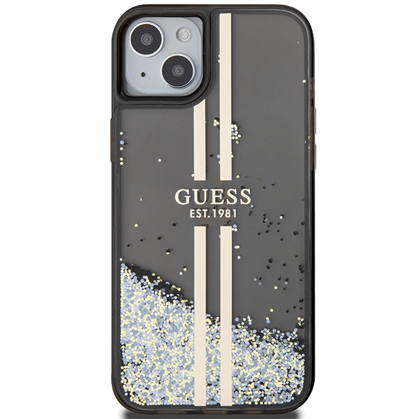 iTok webáruház - Guess Guess Liquid Glitter Gold Stripes tok iPhone 15 Plus / 14 Plus (fekete) 3 Guess Liquid Glitter Gold Stripes case for iPhone 15 Plus / 14 Plus (fekete)