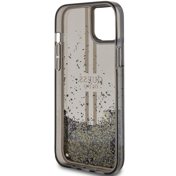 iTok webáruház - Guess Guess Liquid Glitter Gold Stripes tok iPhone 15 Plus / 14 Plus (fekete) 7 Guess Liquid Glitter Gold Stripes case for iPhone 15 Plus / 14 Plus (fekete)