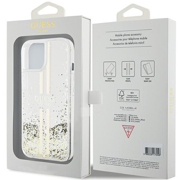 iTok webáruház - Guess Guess Liquid Glitter Gold Stripes tok iPhone 15 Plus / 14 Plus készülékhez (átlátszó) 8 Guess Liquid Glitter Gold Stripes case for iPhone 15 Plus / 14 Plus (átlátszó)