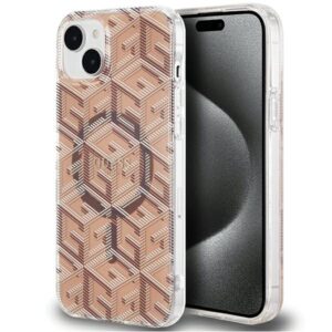 Guess IML GCube MagSafe tok iPhone 15 Plus / 14 Plus készülékhez (barna)