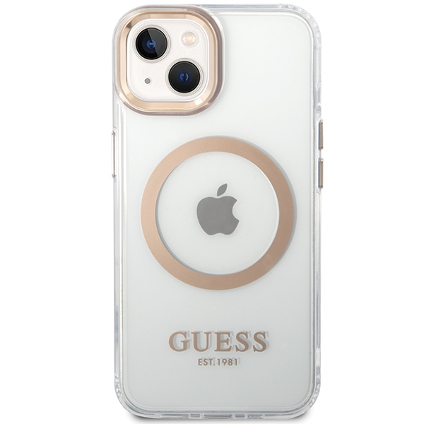 iTok webáruház - Guess Guess Metal Outline MagSafe tok iPhone 15 Plus / 14 Plus készülékhez (arany) 3 Guess Metal Outline MagSafe Case for iPhone 15 Plus / 14 Plus (arany)