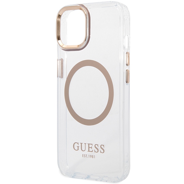 iTok webáruház - Guess Guess Metal Outline MagSafe tok iPhone 15 Plus / 14 Plus készülékhez (arany) 6 Guess Metal Outline MagSafe Case for iPhone 15 Plus / 14 Plus (arany)